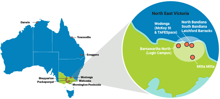 Wodonga TAFE Operating Footprint - Map